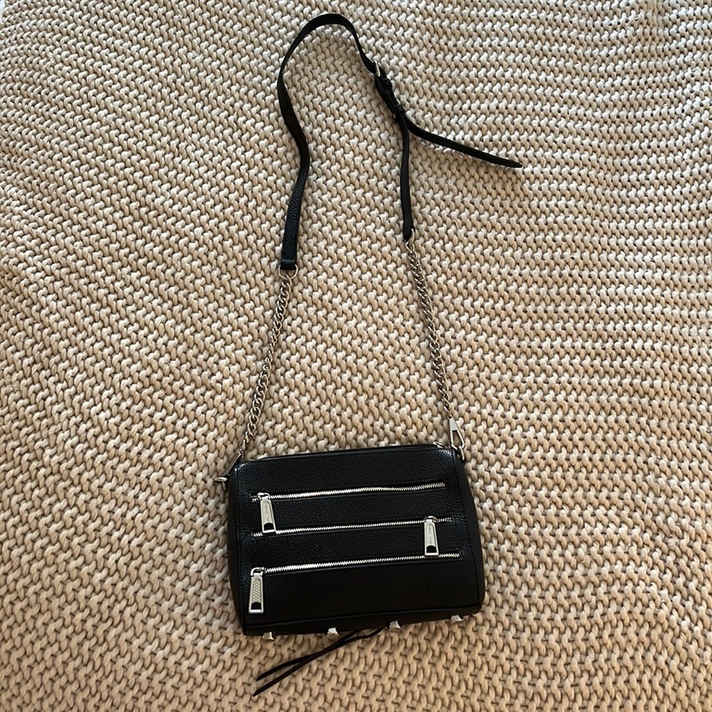 Rebecca Minkoff Leather Chainlink Crossbody Bag Black